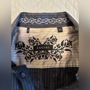 ZAGIRI Mens Button Up Long Sleeve Shirt Sz‎ Large Blue Flippcuff